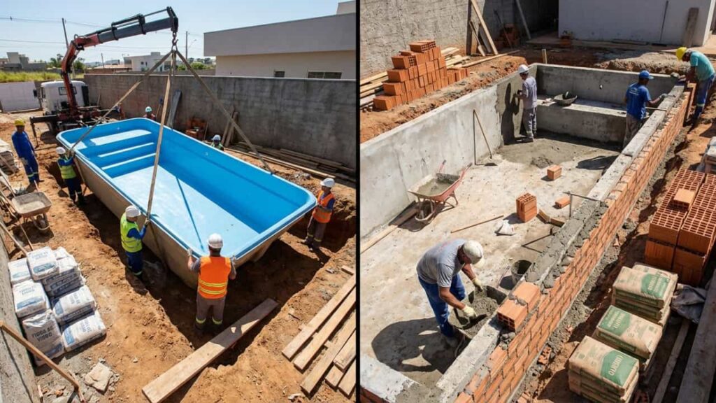 Piscina de fibra ou alvenaria: custos, vida útil, manutenção