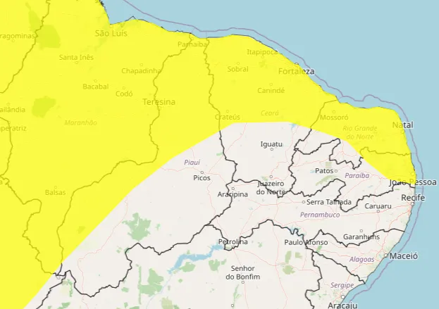 Inmet emite alerta para chuvas em 86 municípios da Paraíba