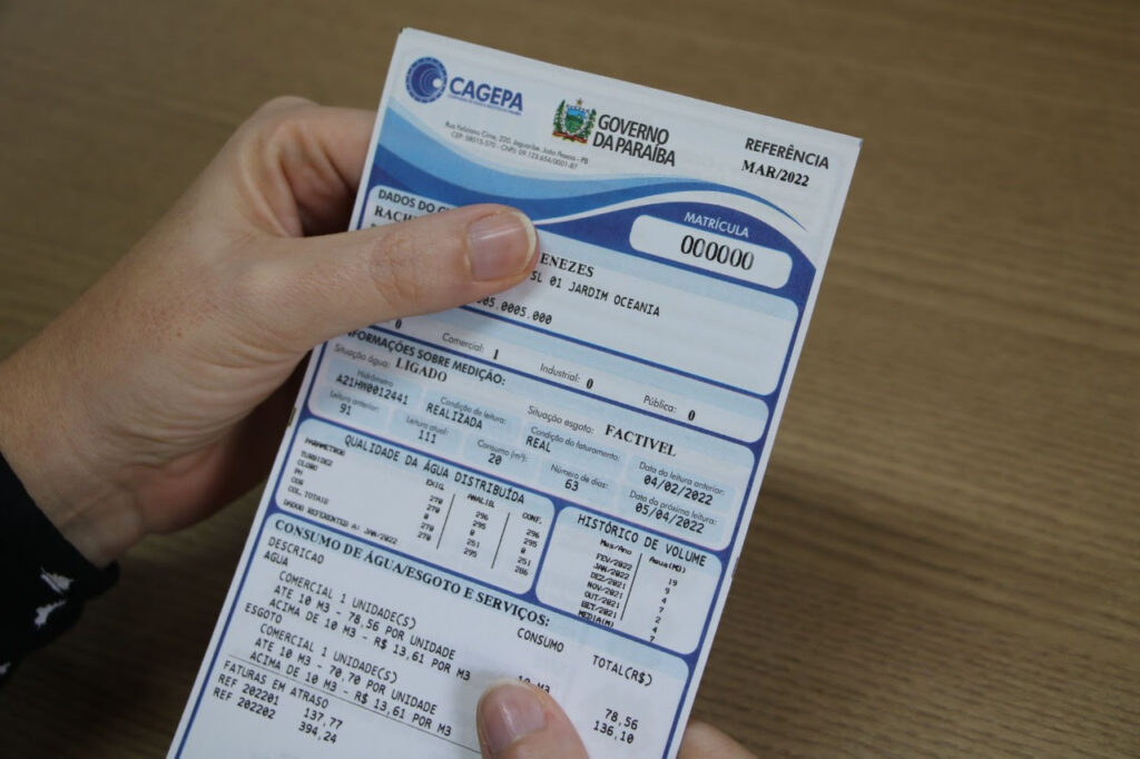 Cagepa emite novo modelo de fatura a partir de sábado